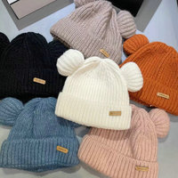 Y2K Bear Ears Thicken Hats Women Soft Harajuku Plush Ear Head Protection Cute Knitted Korean Wool Caps Cool Girl Handmade Beanie