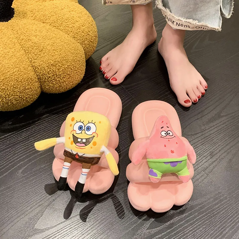 

SpongeBo Patrick Star 2026 Summer New Women's Cute Flat Slide Sandals Soft Sole Viral Outdoor Slip on Slippers Anime Cartoon