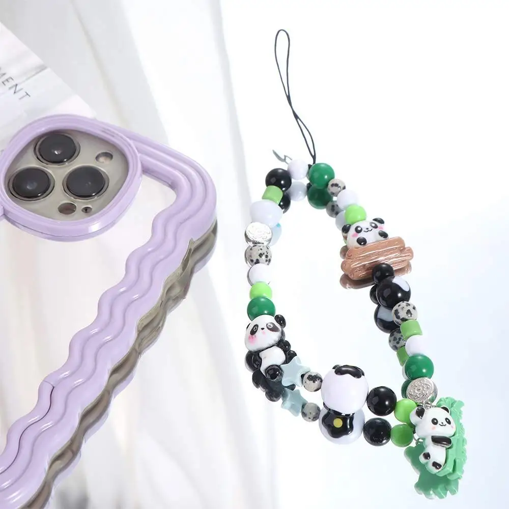 

Animal Panda Mobile Phone Chain Chinese Style Hanging Rope Cute Phone Strap Kawaii Decoration Beaded Phone Lanyard Bag Pendant