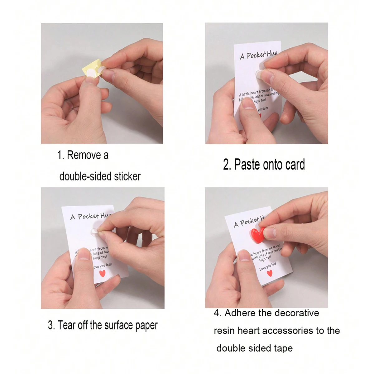 4PSPocket Hug Card,Small Heart Love Note,Valentines Day Gift for Her,Birthday Encouragement Card,Emotional Support Greeting Card