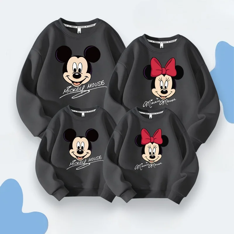 Parent child casual round neck top long sleeved trendy clothing Mickey Minnie Spring and Autumn Sweater Long Loose casual coat