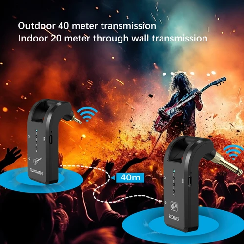 Imagen 2 del producto Sistema de guitarra inalámbrico 2,4 G con 8 canales recargable 3,5mm enchufe transmisor receptor para guitarra bajo instrumentos eléctricos