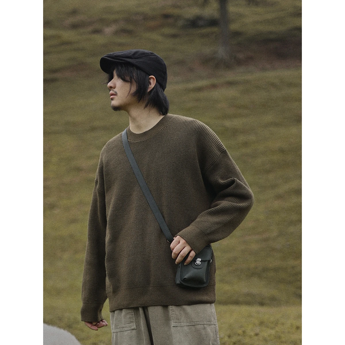 

y ex Loose Fit Color Knitwear Vintage Japanese Sle Youthful Energy round Ne Long Sve Winter Sweater