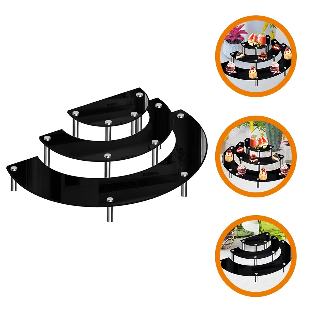 Display Shelves Cake Stand Decorating Table Holder Three-dimensional Cupcake Stackable Black Tabletop Stands