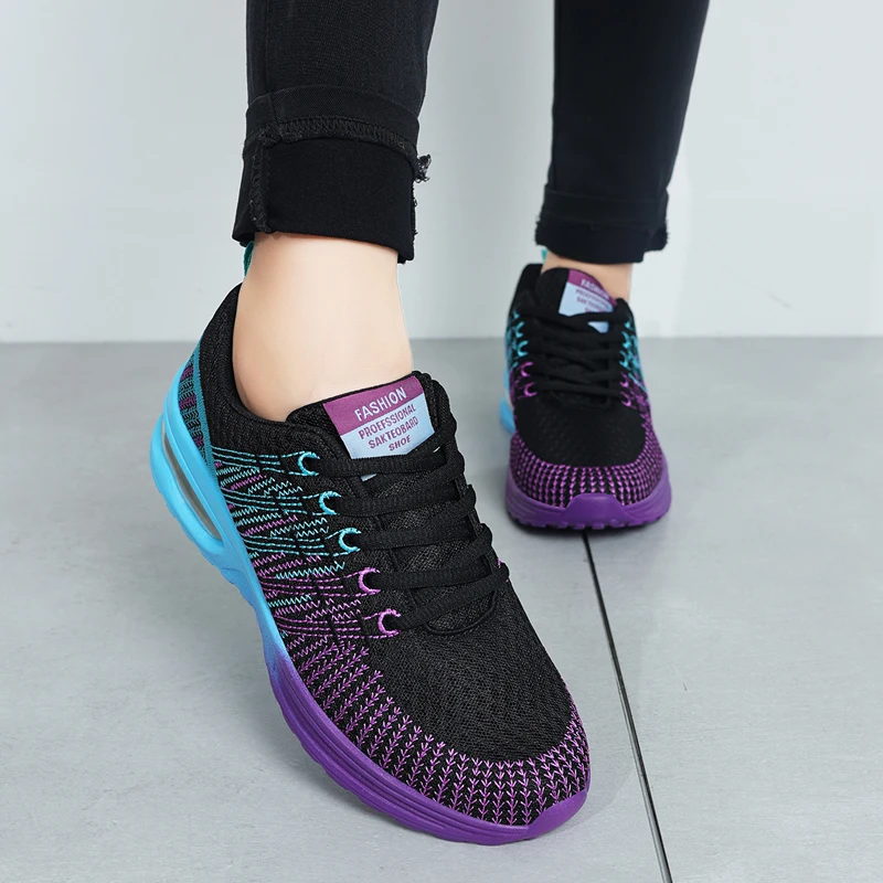 Women Sneakers Sports Tennis Shoes Cushion Running Shoes Lace Up Breathable Leisure Outdoor Sneakers