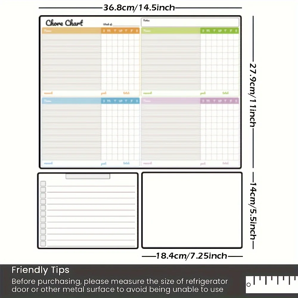 Magnetic Dry-Erase Chore Chart Set Families, Suitable Teens And Adults - Includes 1 Chore Chart And 2 Dry-Erase Boards/Shopping