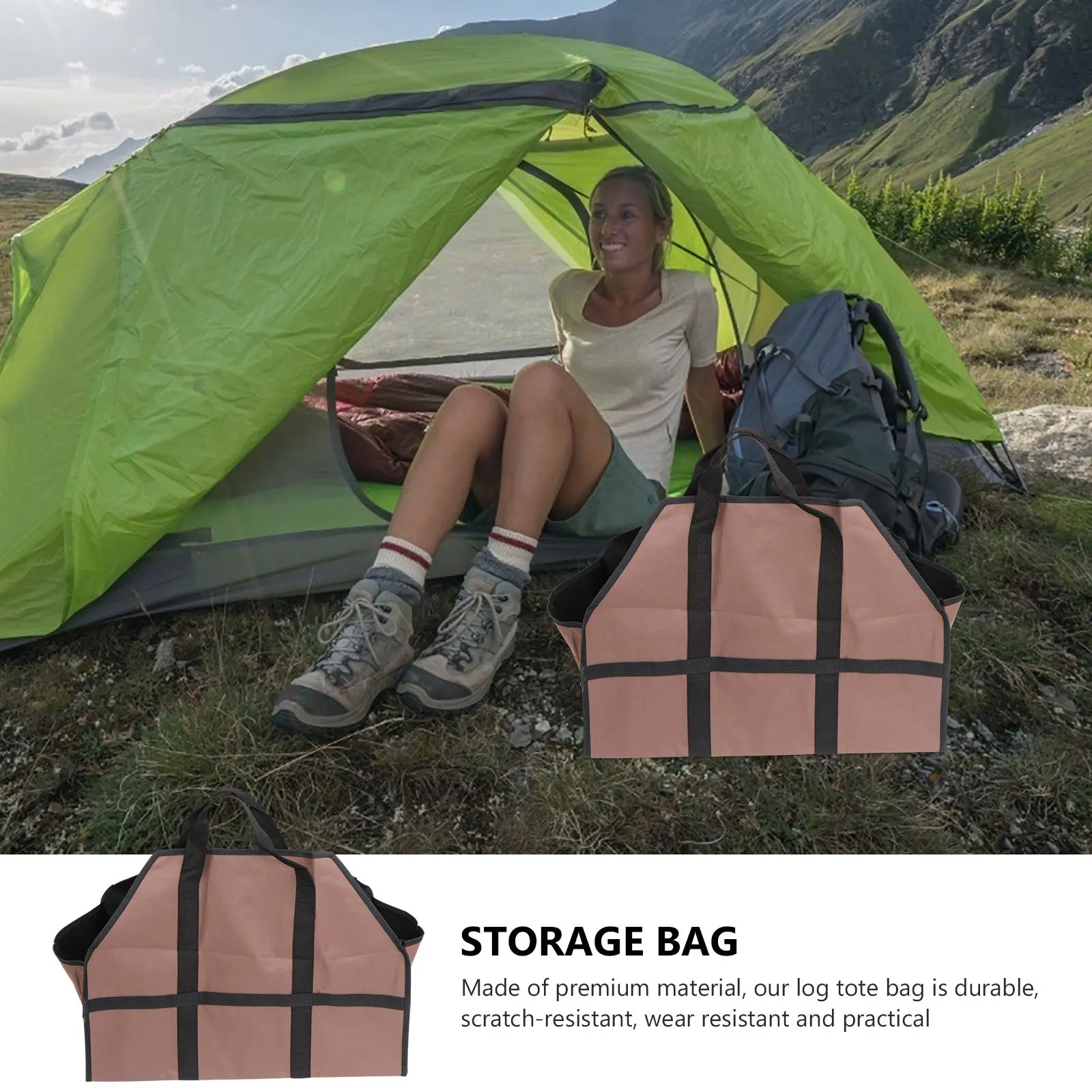 Log Tote Bag Heavy Duty Firewood Carrier Foldable Wood Storage For Fireplace Oak Maple Logs Transport Garden Tools Camping Gear