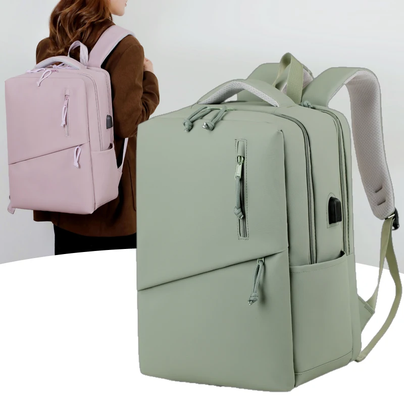 

Рюкзак для ноутбука большой вместимости, простой однотонный рюкзак, подходящий для поездок на работу, в школу и путешествий.