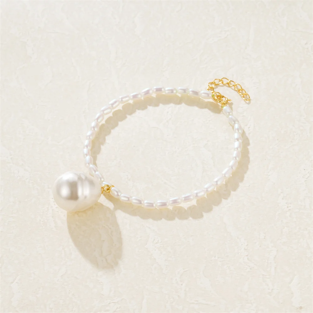 Aide 925 Sterling Silver Big Irregular Pearl Bracelets For Women Girl Fine Bracelet Party Wedding Jewelry Gifts pulseras mujer image 4