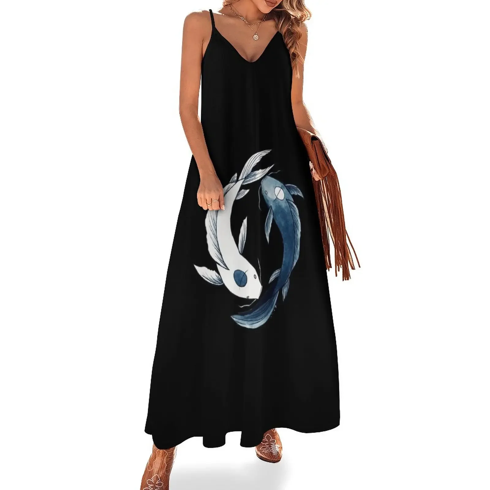 

Tui and La - Yin & Yang Koi Sleeveless Dress Women's dresses evening dress