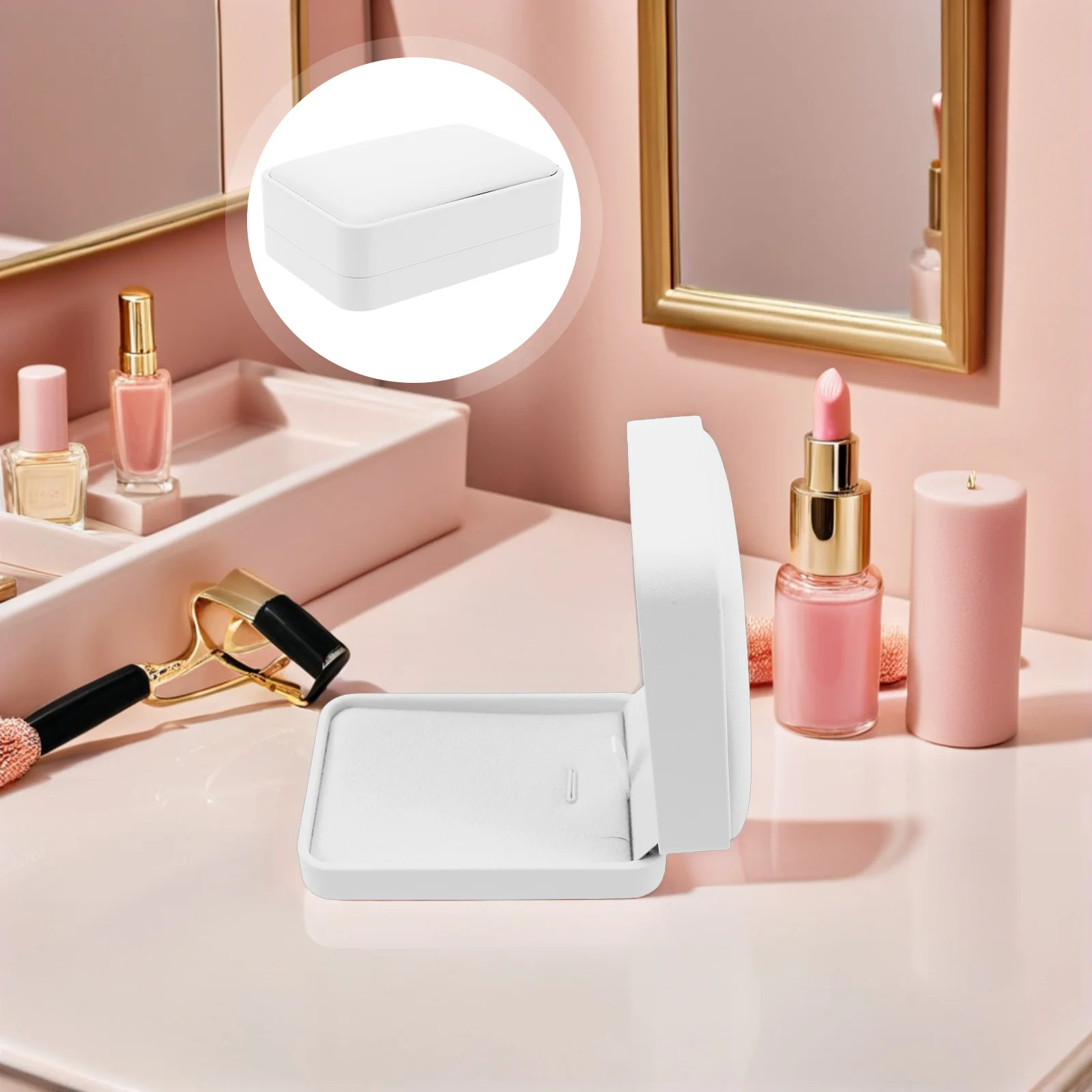 

Small Jewelry Box PU Necklace Bracelet Earring Organizer Compact Storage Case for Wedding Birthday Christmas Gift