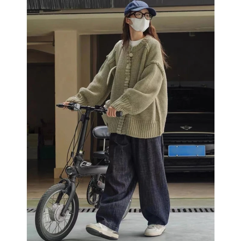 가을과 겨울 패션 여성용 신상품 여성용 크루넥 가디건 스웨터 캐주얼 버튼 싱글브레스트 니트웨어 탑