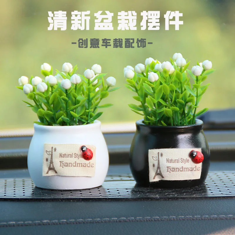 Hot Selling Car Interior Decorative Center Console Pot Ornament Artificial Flower Plant Lucky Fruit Bonsai for Car