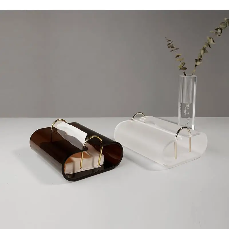 

Brass Acrylic Tissue Box Translucent Napkin Desktop Storage Boxes Holder Paper Towel Roll Holders