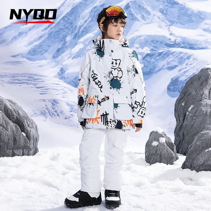 Kinder-Skioverall 2024, Winter-Skijacke, Jungen und Mädchen, Outdoor-Ski-Kleidung, warme und wasserdichte Kinderjacke