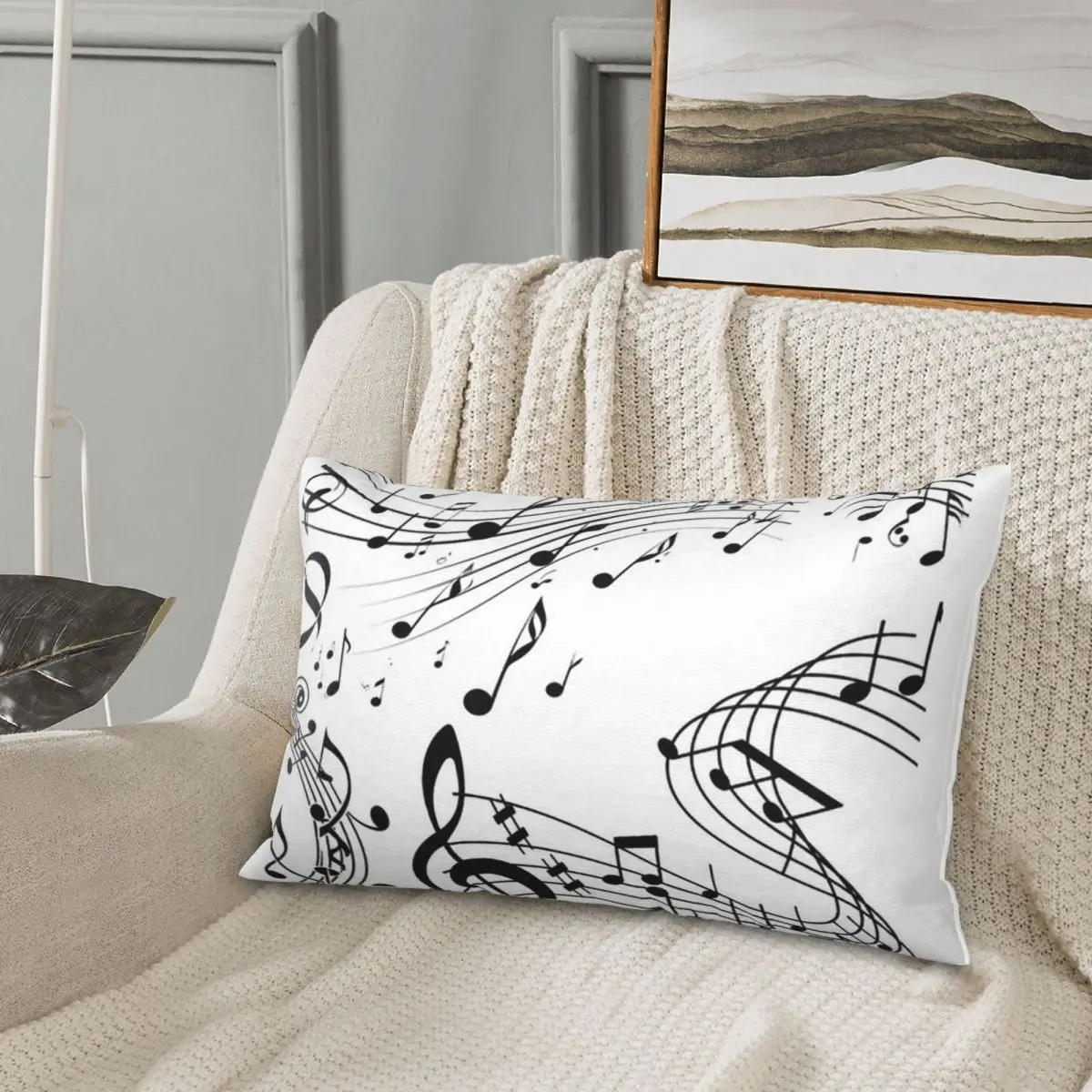 Abstract Piano Keys With Musical Notes Rectangle Pillowcase Cushion Cover Decor Bedroom Bed Home Comfort Throw Pillow