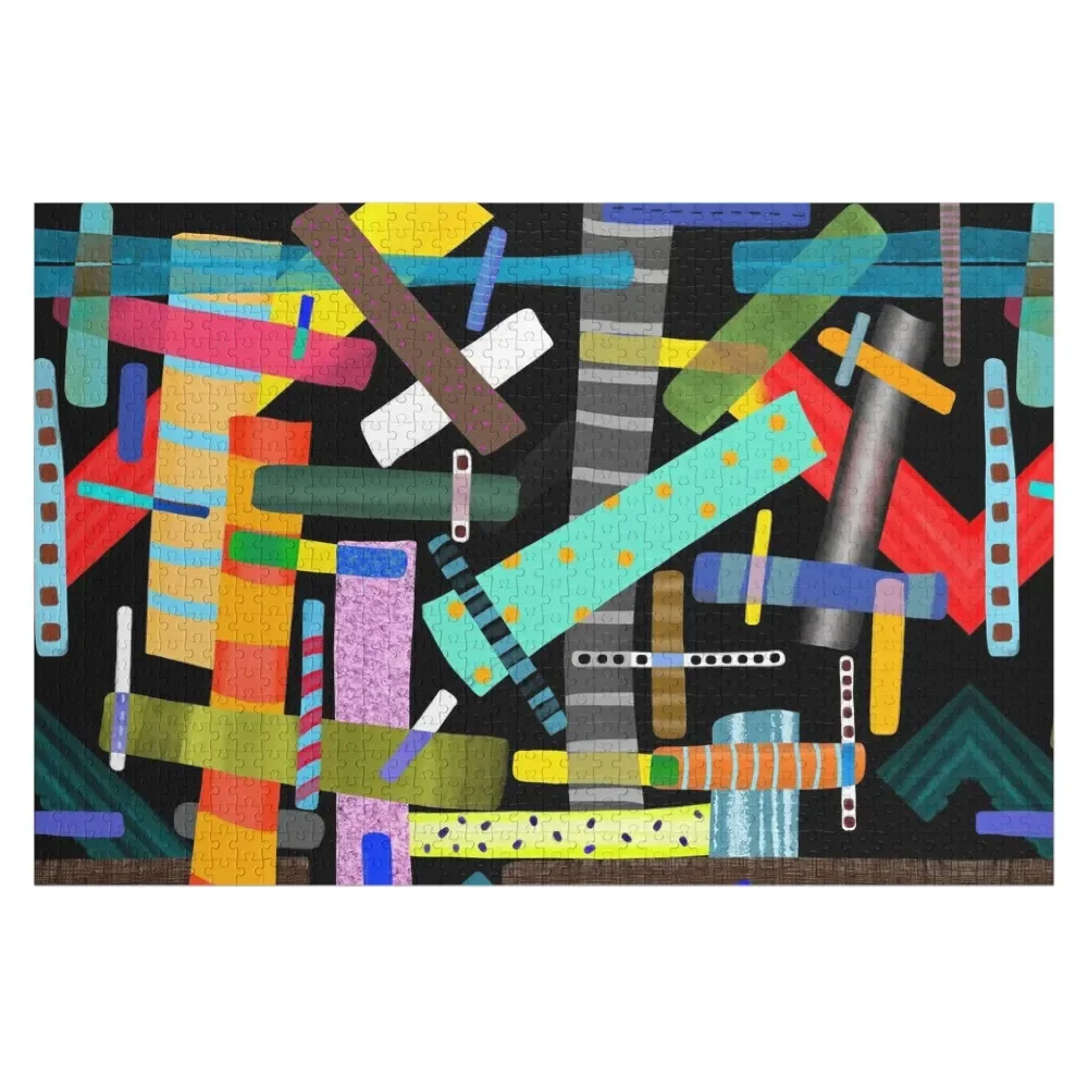 Black masking tape art Jigsaw Puzzle Christmas Gifts Baby Wooden Custom Gift Puzzle