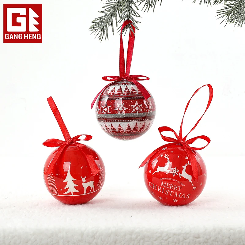 GangHeng Christmas Tree Decorations Christmas Balls Spheres Red And White Home Decor New Year 2023 Foam Ball Pendant  Craft