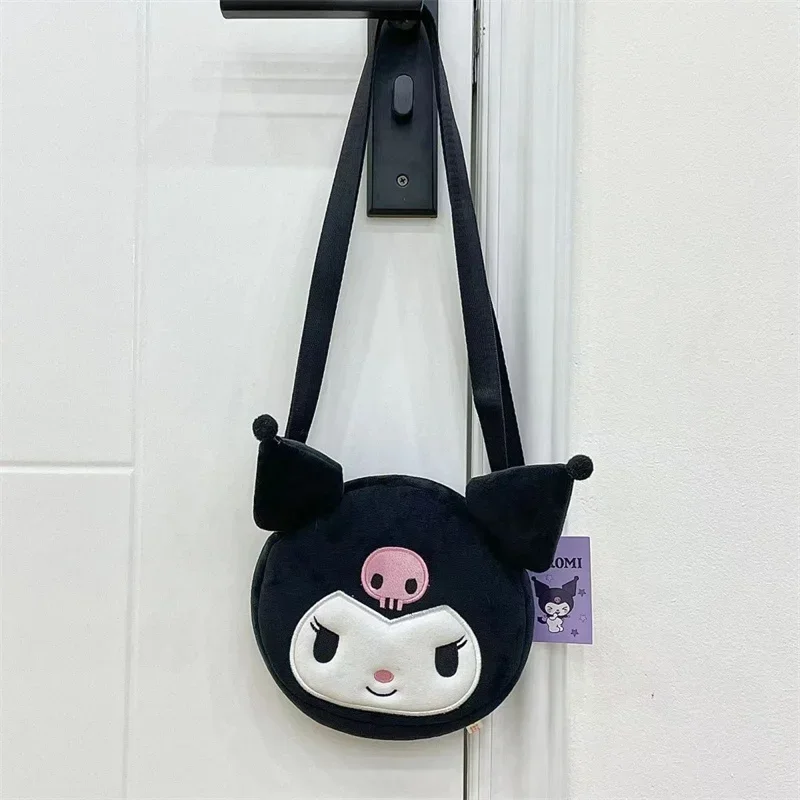 Sanrio Kuromi boneka mewah tas Anime kartun Kuromi lembut boneka tas bahu mewah tas Messenger untuk hadiah Natal anak perempuan