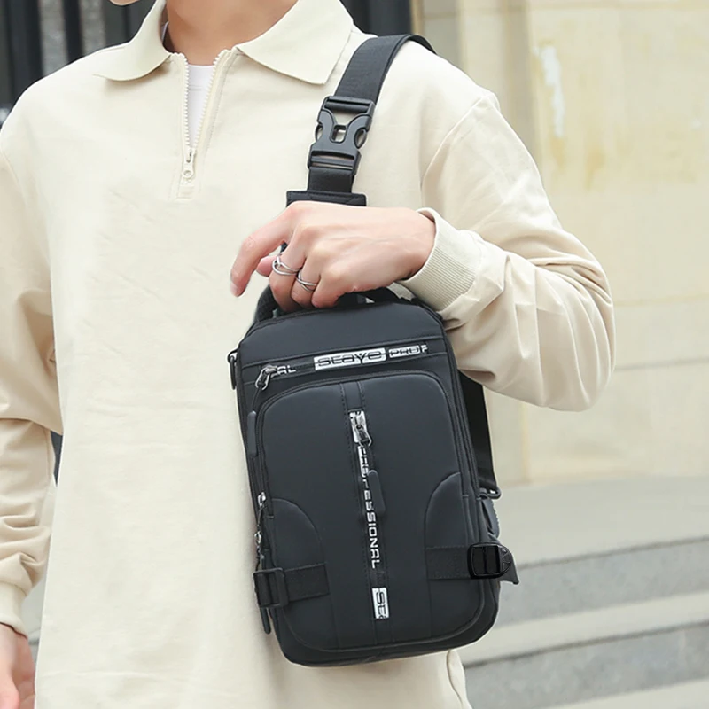 Reitrucksack für Herren, Herren-Brusttasche, lässige Herren-Umhängetasche, leichte und geräumige Crossbody-Tasche – Detail 8