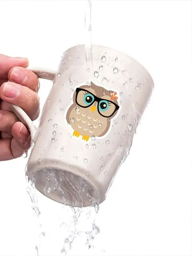 Autocollants Graffiti animaux hibou, autocollants de dessin animé imperméables pour cahiers, skateboards, bagages, fournitures de papeterie amusantes, 50 paquets