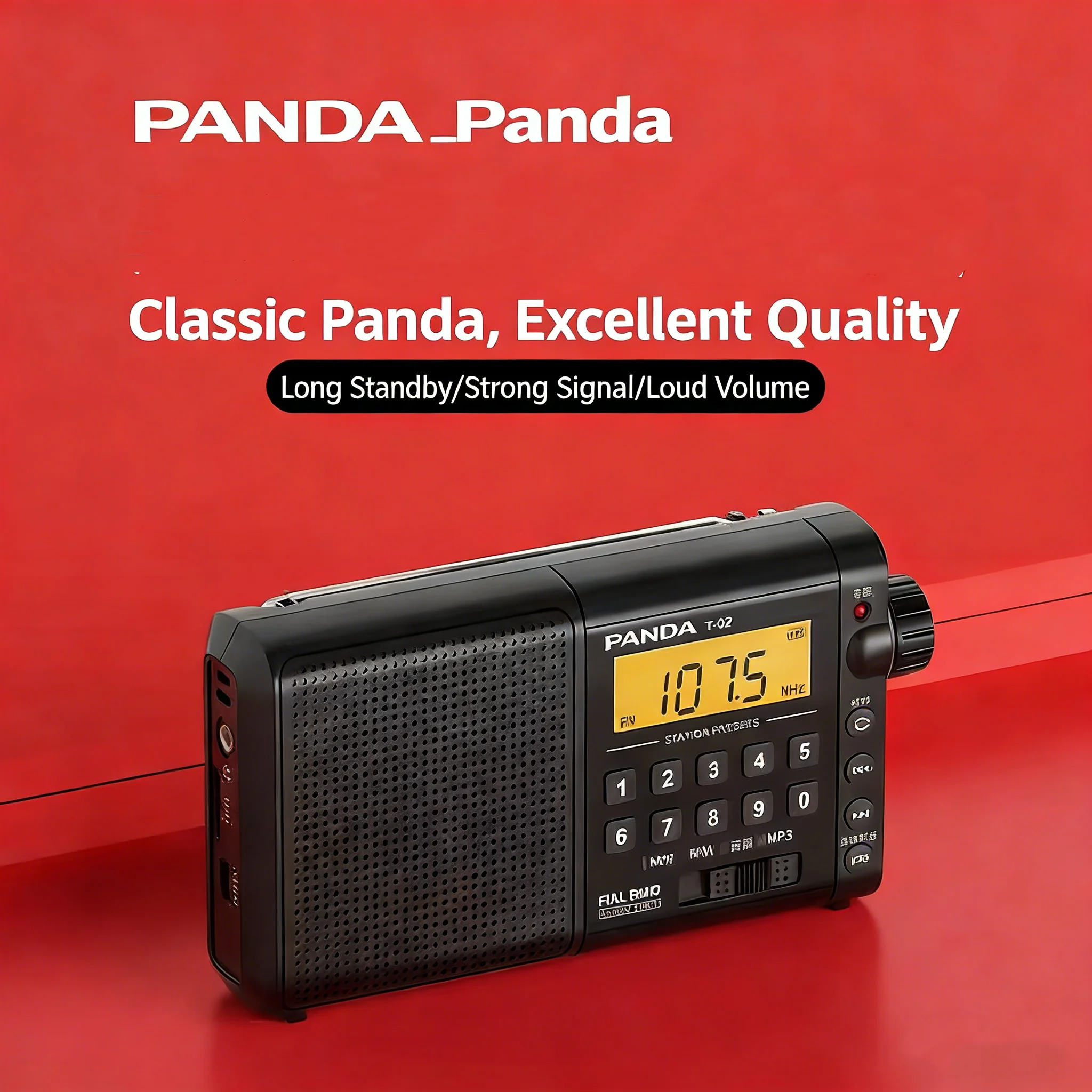 

Перезаряжаемый радиодинамик PANDA для пожилых людей, портативный ретро полнодиапазонный полупроводниковый FM-радио, поддержка наушников 3,5 мм, TF-карта