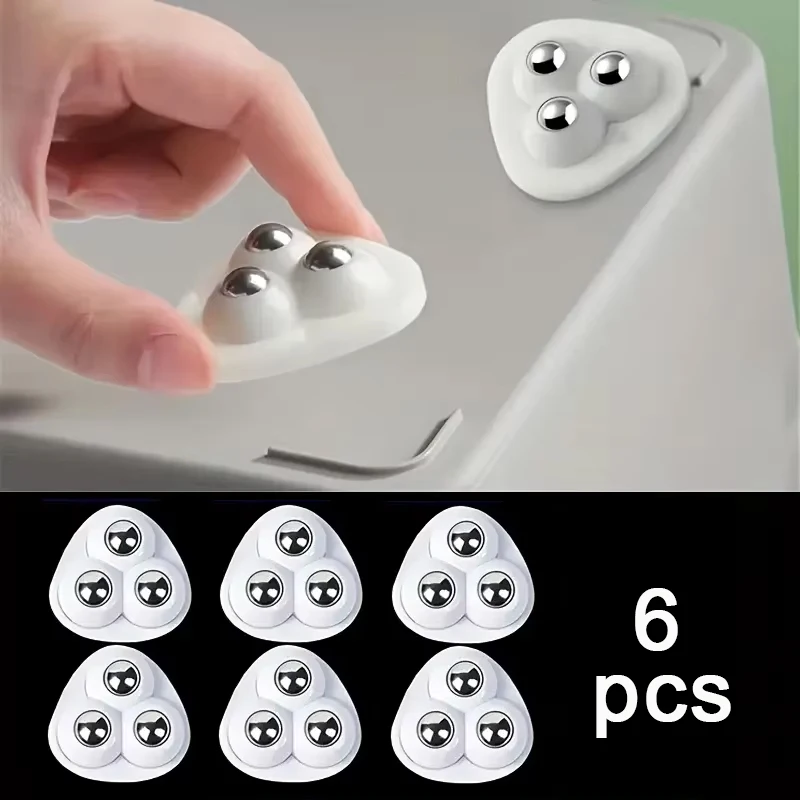6 peças de rodas adesivas com rolamentos de aço inoxidável - 360 °   Rodízios Giratórios para Cozinha e Bricolagem