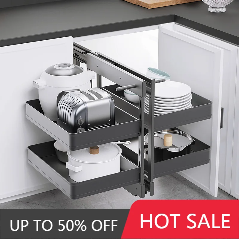 Corner Pull Basket Adjustment Storage Holders Organization Kitchen Tableware Racks Modern Storage Pull Baskets Home Accessories
