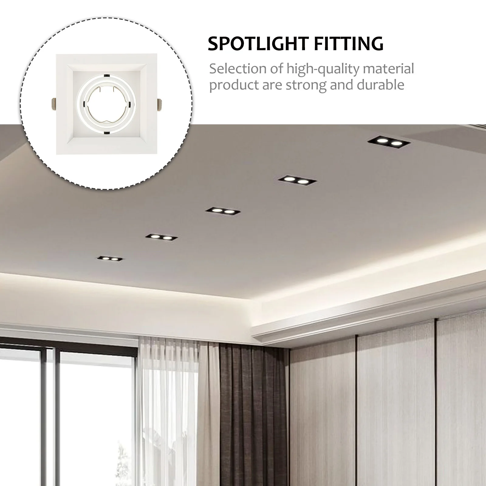 

LED Spotlight Trim Ring Durable Adjustable Ceiling Light Mount Shell for Kitchen Bedroom Bathroom Home Office Spotlight Fitting
