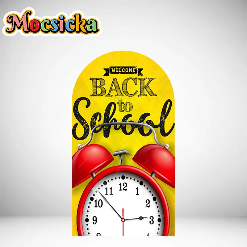 Welcome Back To School Double Sided Arch Cover Background Pencil Alarm Clock Party Decoration Backdrop Supplies Studio Props