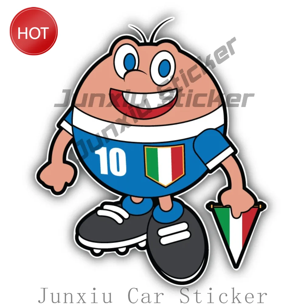 Cartoon Italy Soccer Player Mascot Sticker Eye Catching Design For Car Door And Bumper Personal Style Decal Car Accessories