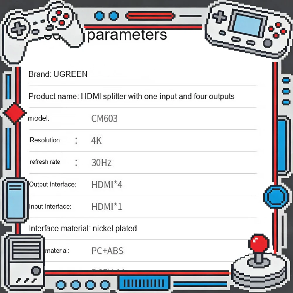 UGREEN 90805 CM603 4K HDMI Splitter 1x4 One Input Four Output Multi Display Duplicator for TV Monitor Projector