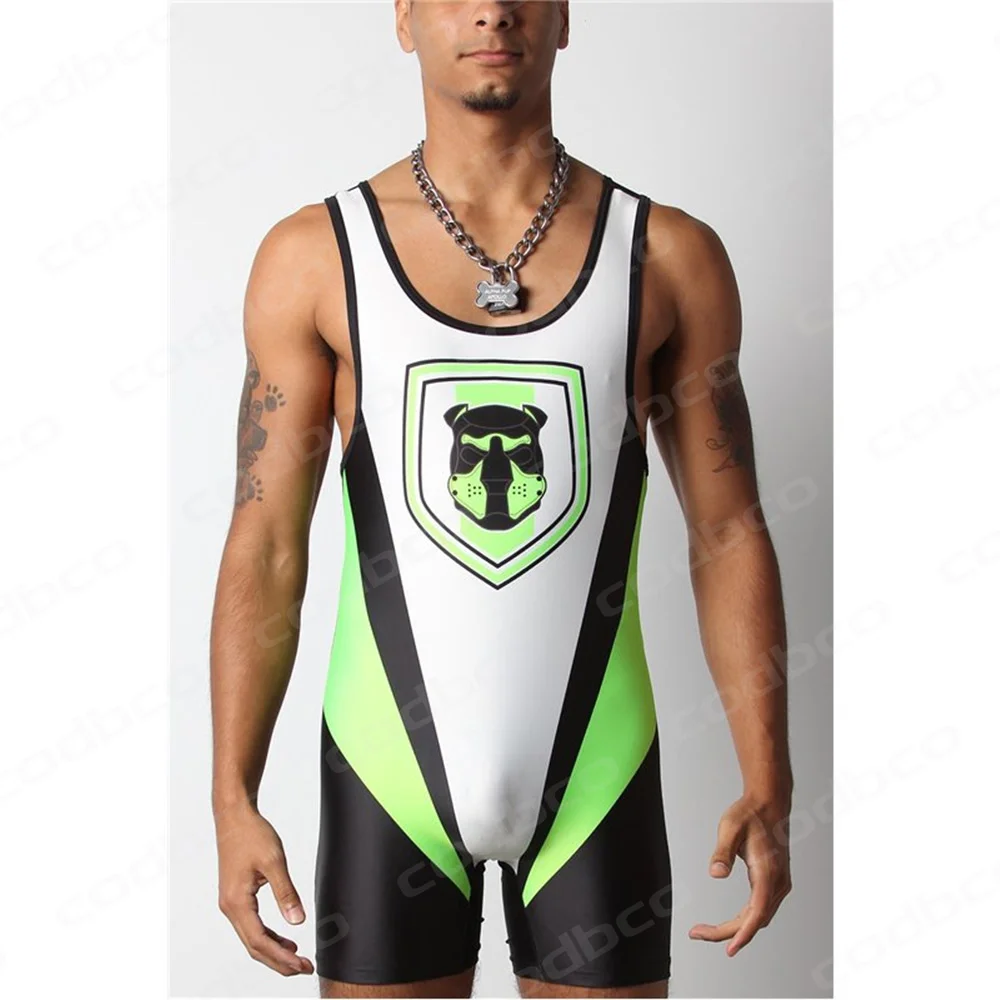 New Men\'s Wrestling Singlets Suit One Piece Tight Bodysuit High Elasticity Triathlon Weightlifting PowerLifting Fitness Skinsuit