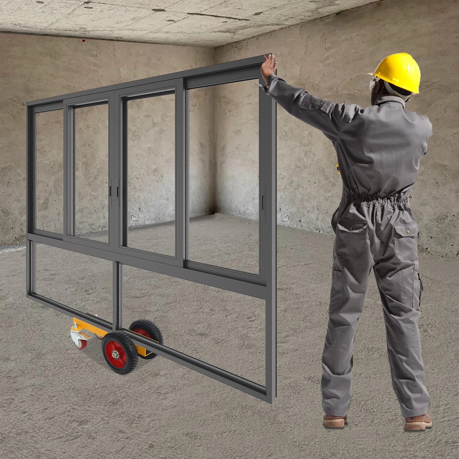 

Transport Roller Dolly Panel Mover W/ 4 Wheels, Free Standing Heavy Duty Panel Cart For Homes, Warehouses, Renovations, etc