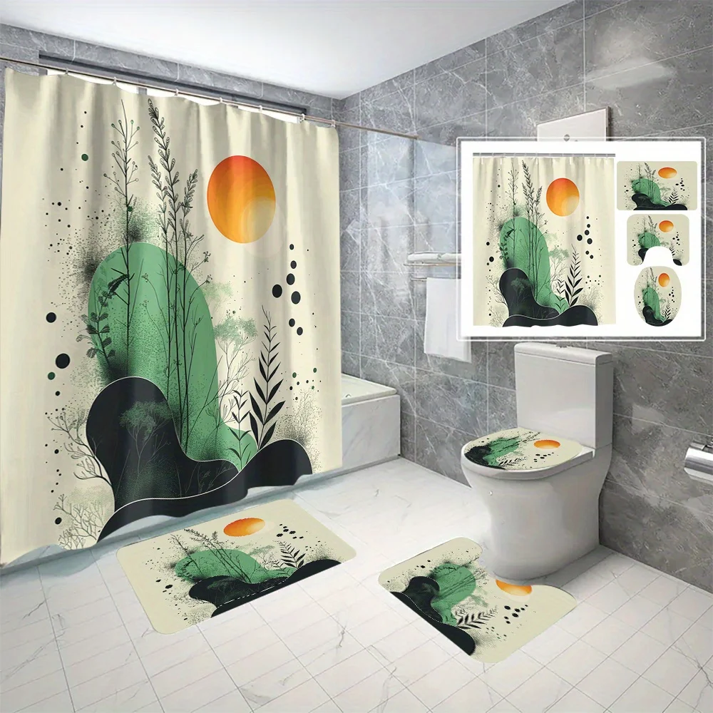 

[Открытый] 1 шт./3 шт./4 шт. чернила и лист с цифровой печатью полиэстер водонепроницаемая занавеска для душа без перфорационной перегородки занавеска для ванной комнаты