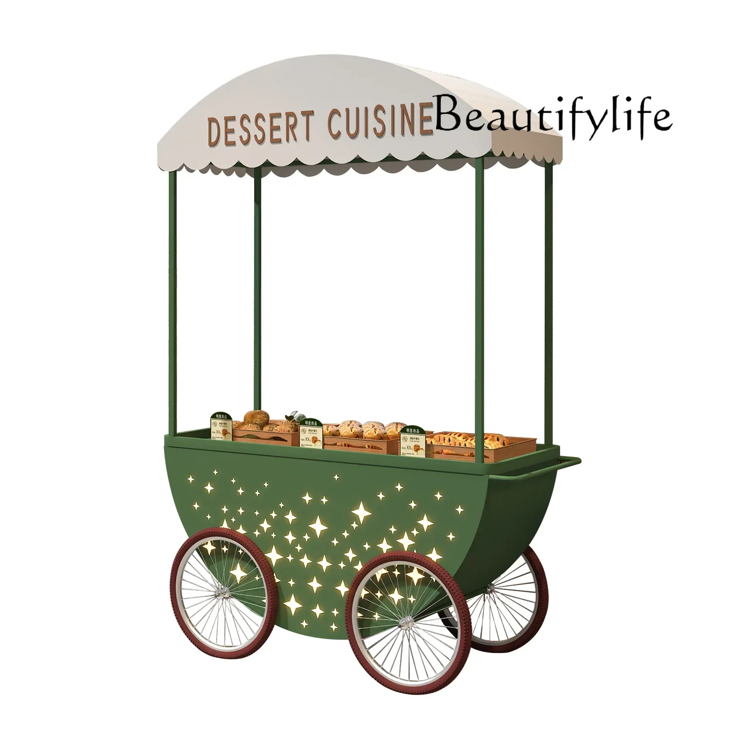 

Outdoor wrought iron float stall trolley shopping mall movable props decorative display promotional car