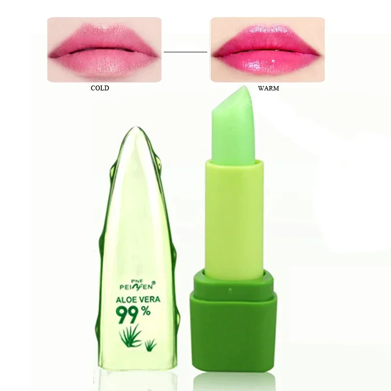 99% Aloe Vera Lippenstift Farbwechsel Lippen balsam dauerhafte feuchtigkeit spendende feuchtigkeit spendende wasserdichte Temperatur änderung Lippen balsam Make-up