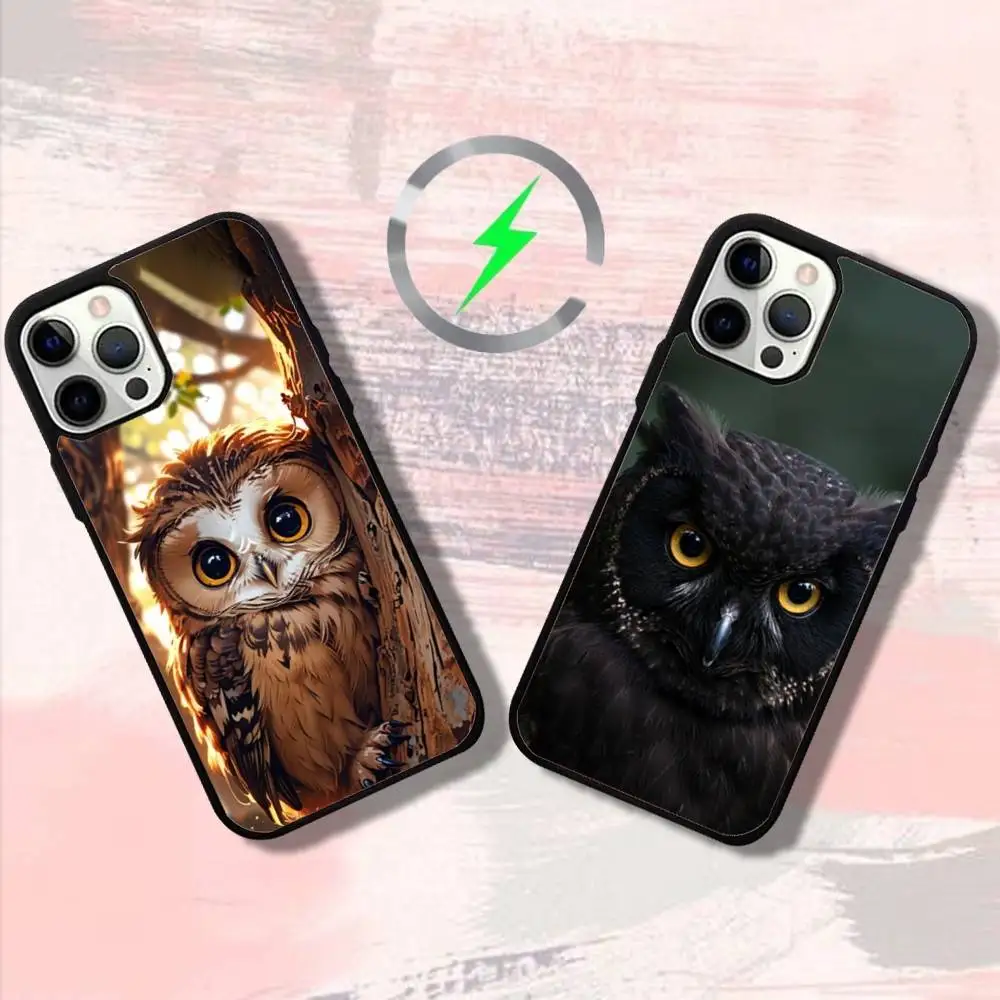

Animal Owl Phone Case For iPhone 16,15,14,13,12,11,Pro,Max,Plus,Mini,SE4,E Magnetic Magsafe Wireless Charging