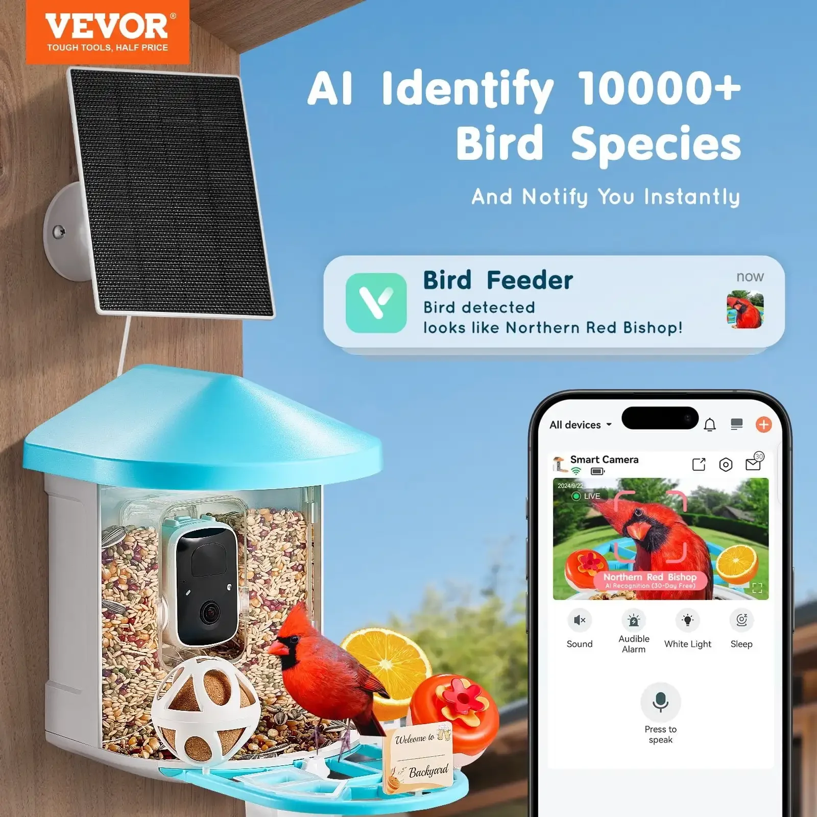 

Smart Bird Feeder with Camera 2K HD AI Identify Bird Species Auto Capture