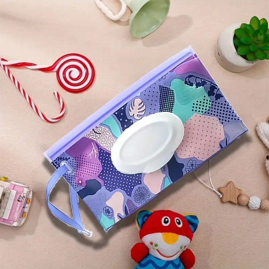 

3 Pack Wipe Dispenser Reusable Portable Wipe Holder Wipes Container Travel Wipes Refillable Wet Wipe Pouch Green Blue Purple Fl