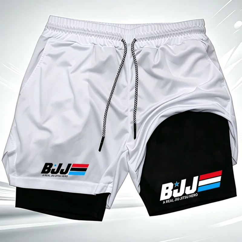 

Men's ufc Gym Workout Brazilian Jiu-Jitsu Double Layer Sports Shorts Quick Dry Breathable Training Shorts for MMA & BJJ wx