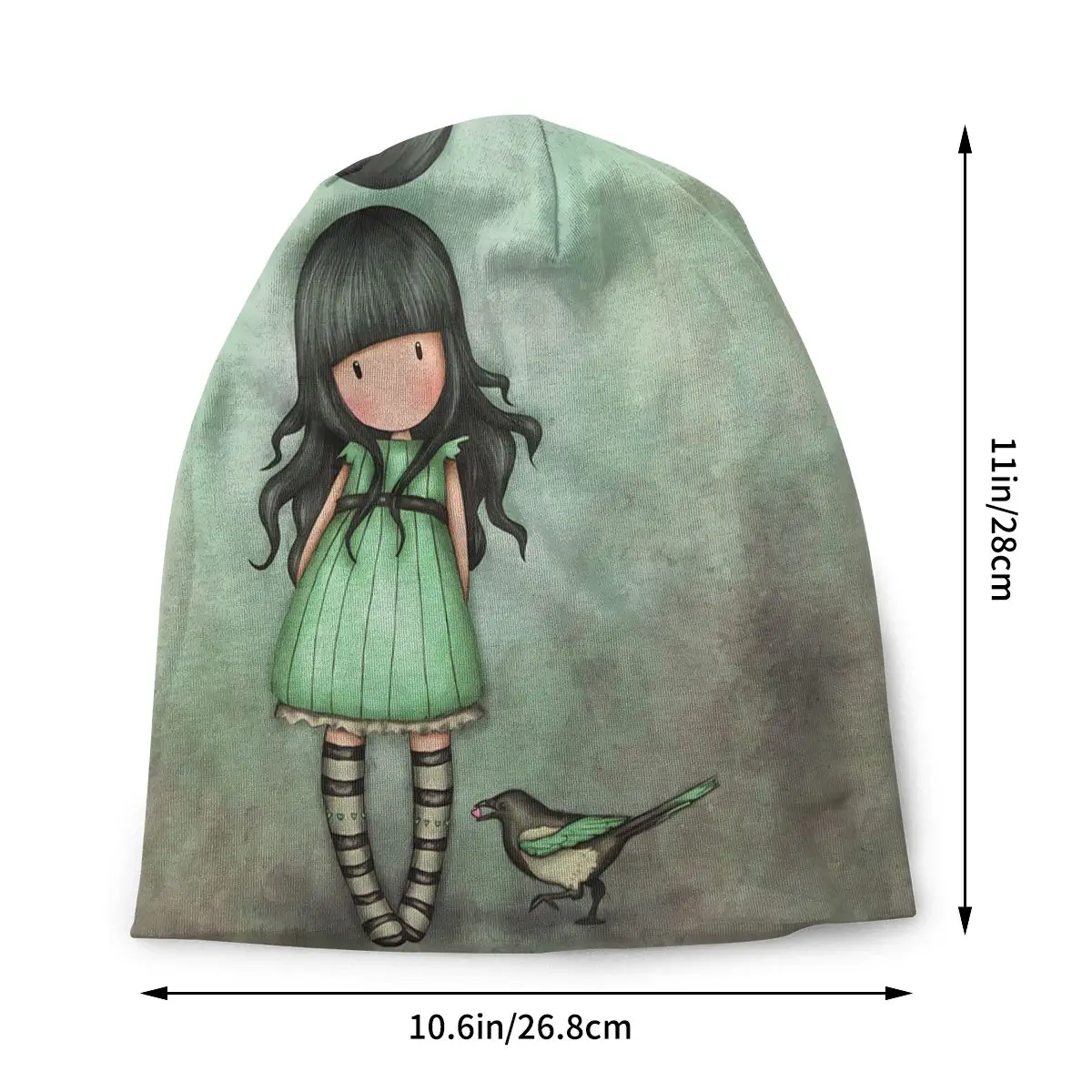 Green Bird Santoro Gorjuss Manga Cute Girl Aesthetic Warm Hip-hop Street Punk Gothic Hats Streetwear