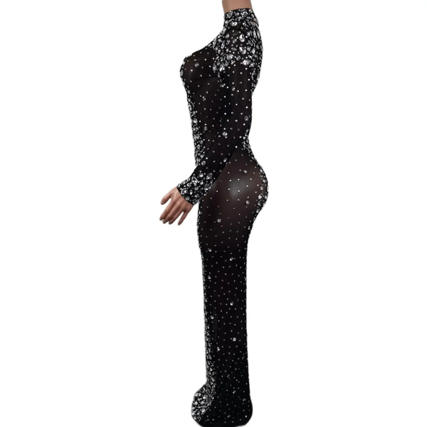 New Black Special Occassion Wedding Party Dresses Luxury Long Sleeve Evening Dresses Crystals Beaded Celebrity Prom Gown Cuixing