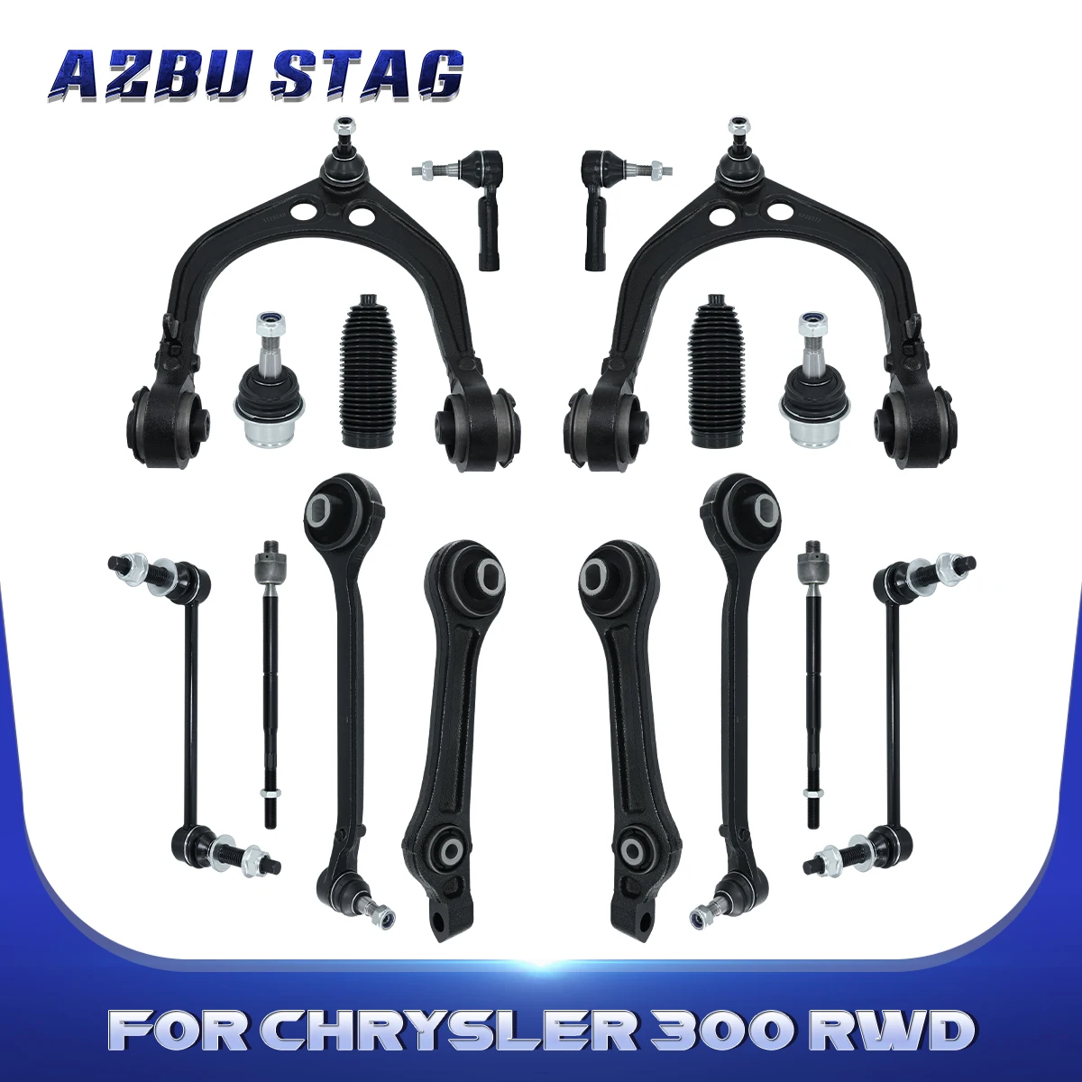 AzbuStag 16Pcs Front Upper Lower Control Arm Tie Rod Boot for CHRYSLER	300 DODGE CHALLENGER CHARGER MAGNUM RWD 2005 2006-2010