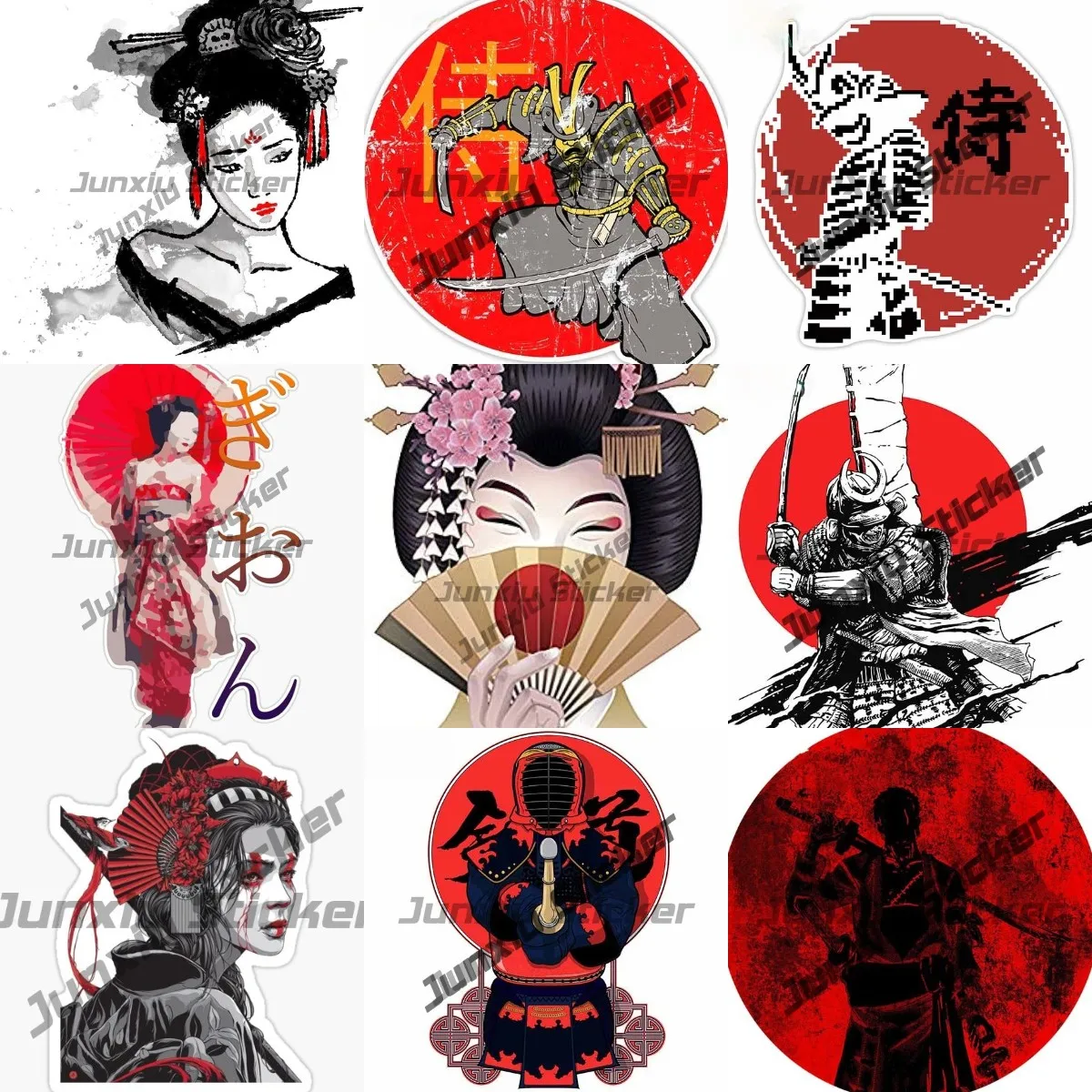 

Japanese Samurai Car Stickers Culture Samurai Warrior Decal Geisha Sticker Kimono Japan Woman Performing Art Decal for Car SUV