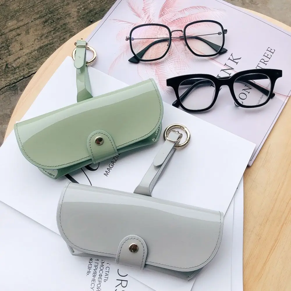 

PU Sunglasses Storage Bag with Keyring Durable Sunglasses Pouch Portable Solid Color SunGlasses Holder Eyewear Accessories