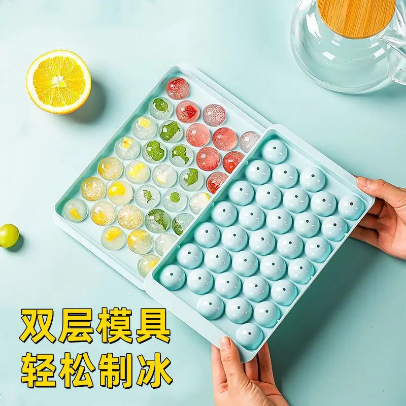 

33 Mini Ice Ball Cube Tray Plastic Whiskey Cocktail Round With Lid Icetrays for Freezer BPA Free Kitchen Tool