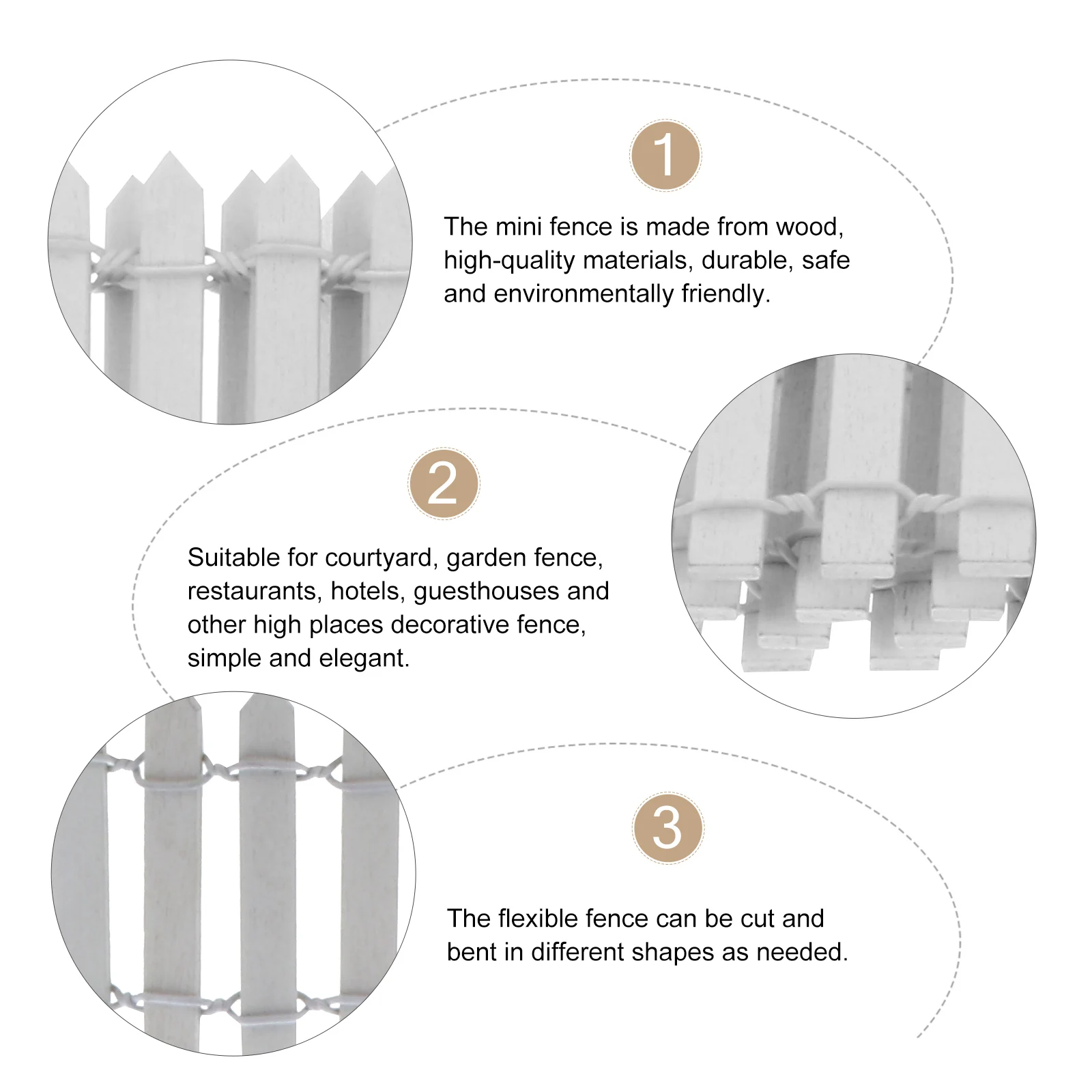 

2pcs Mini Wood Fence Eco-Friendly Durable Garden Ornaments For Fairy Garden Animal Christmas Display Flexible Yard Hotel