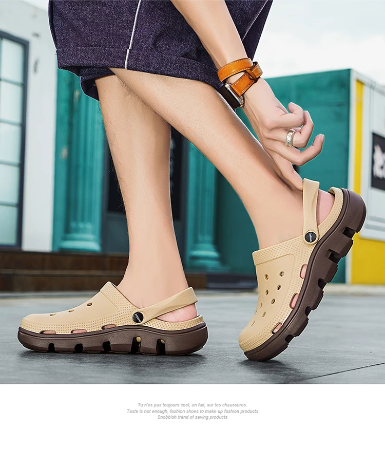 Men EVA Clogs Breathable Hole Sandals Lightweight Non‑Slip Soft Sole Summer Casual Slippers For Outdoor Street Beach Garden Shoe