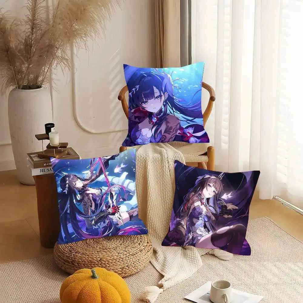 Hysilens Anime H-honkai Star Rail Pillow Case Fashion Square Pillowcase Bedroom Sofa Room Ins Decoration Leisure